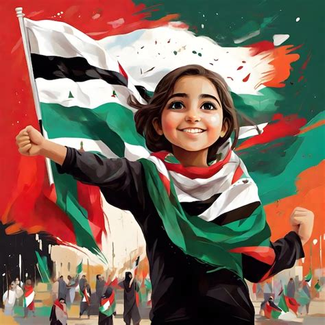 Premium Photo | A girl holds a Palestinian flag Ai generated art