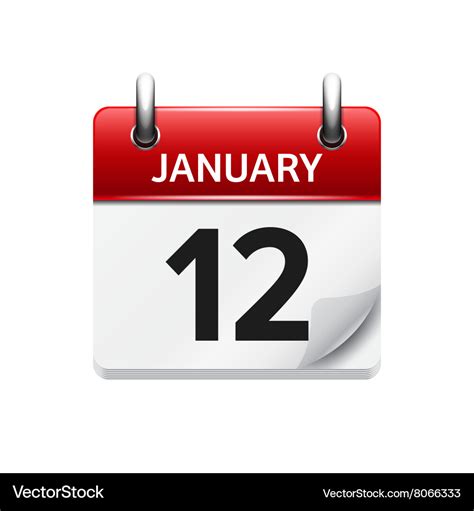 January 12 flat daily calendar icon date Vector Image