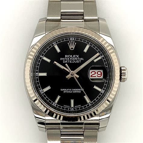 ROLEX DATEJUST 36MM STAINLESS STEEL BLACK DIAL - HG Watches & Jewellery