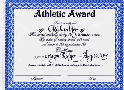 Get Our Image of Athletic Certificate Template | Certificate templates, Awards certificates ...