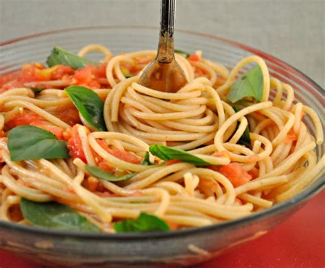 Spaghetti with Fresh Tomato Sauce and Basil; school Recipe by Katie - CookEatShare