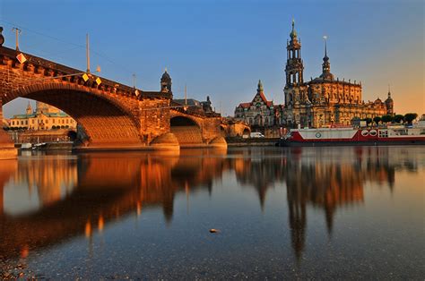 Desktop Wallpapers Dresden Germany Bridges Sunrises and sunsets