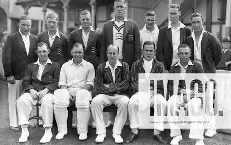 Middlesex County Cricket club 1936 team group. Back row : L to R. D Arcy,George Hart, Len