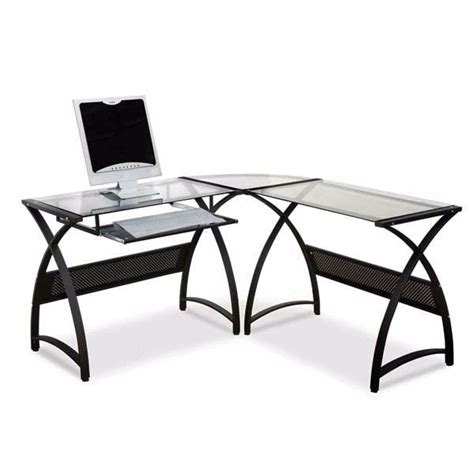 Black Metal/Glass L-Desk 570 | AFW.com