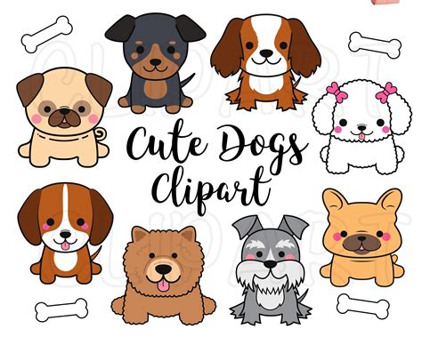 Dogs Clipart Dogs Clip Art Cute Puppy Clipart Kawaii Dogs - Etsy UK | Puppy clipart, Dog clip ...