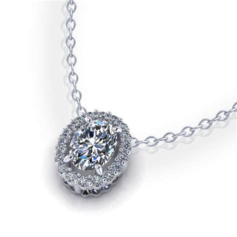 Oval Diamond Halo Necklace – Jewelry Designs