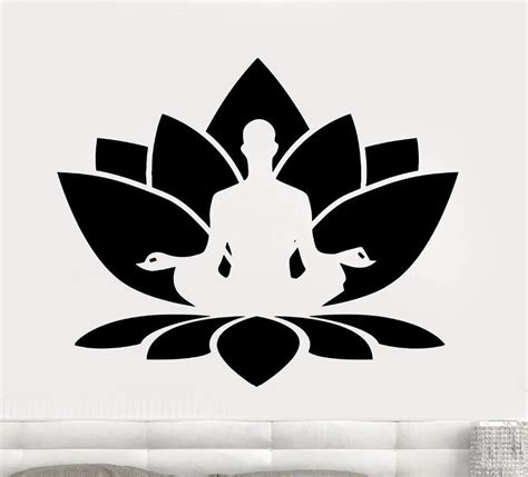 Meditation Wall Decal Yoga Room Vinyl Wall Stickers Lotus Flower ...