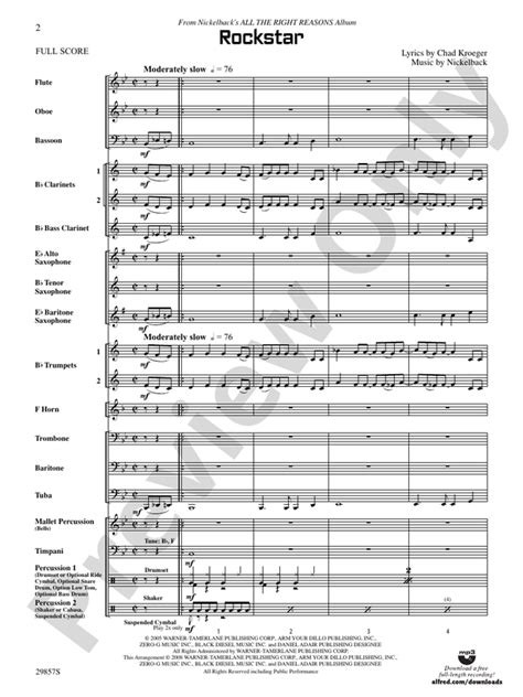 Rockstar: Concert Band Conductor Score & Parts: Nickelback - Digital Sheet Music Download