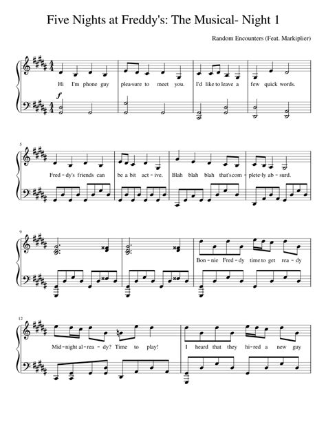 FNaF: The Musical - Night 1 Sheet music for Piano (Solo) | Musescore.com