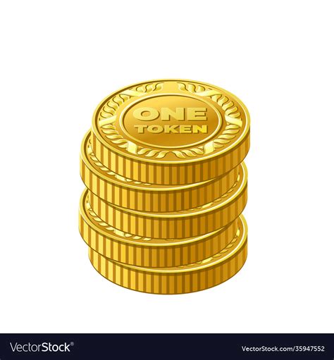 Stack gold one token coin icon Royalty Free Vector Image