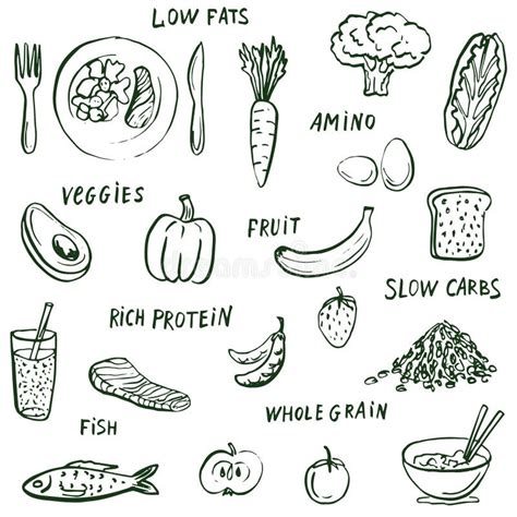 Healthy Food Drawing Black And White