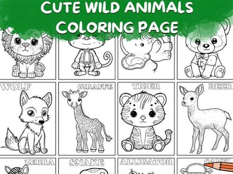 Cute Wild Animals coloring pages | Teaching Resources