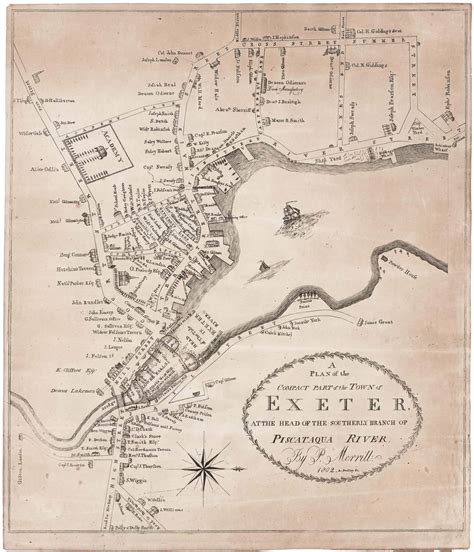 Phinehas Merrill plan of the center of Exeter New Hampshire - Rare ...