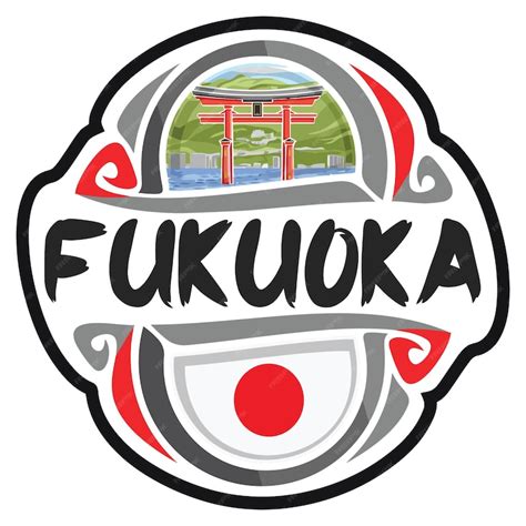 Premium Vector | Fukuoka Japan Flag Travel Souvenir Sticker Skyline ...