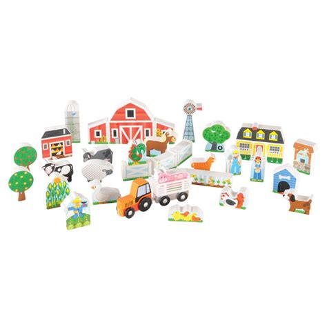 Melissa and Doug Wooden Farm and Tractor Play Set, 33 Pieces - Walmart.com - Walmart.com