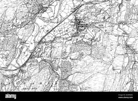 Map of Montgomeryshire OS Map name 025-SE, Ordnance Survey, 1885-1896 Stock Photo - Alamy