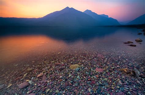 Mcdonald Lake Sunset Glacier National Park Montana Stock Photo - Download Image Now - iStock