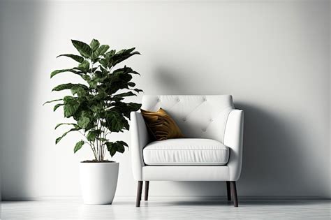 Premium Photo | Minimalist living room with white wall, white armchair ...