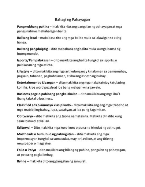 Bahagi ng Pahayagan | PDF