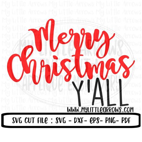 Merry Christmas Y'all SVG Merry Christmas Y'all DXF - Etsy