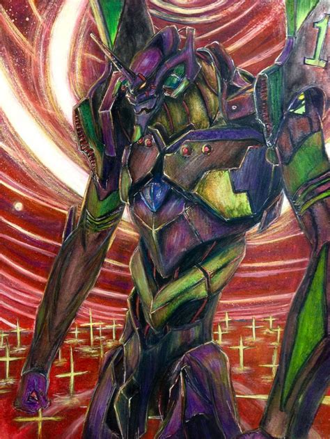 Eva 01 drawing Evangelion anime robot | Drawings, Evangelion, Painting