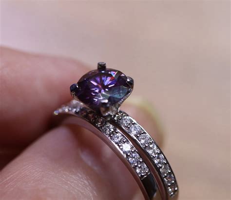 Purple moissanite, bridal set, moissanite ring, engagement rings, 925 ...