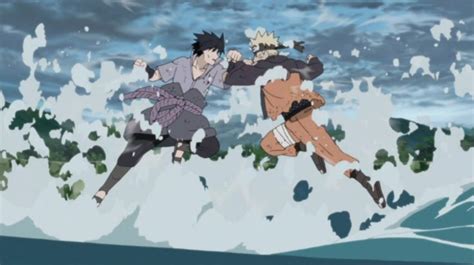 two anime characters are fighting in the snow