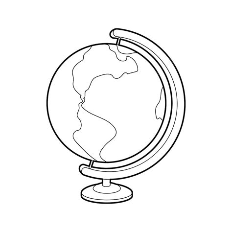 Globe Icon Outline Style, Globe Drawing, Outline Drawing, Globe Sketch PNG and Vector with ...