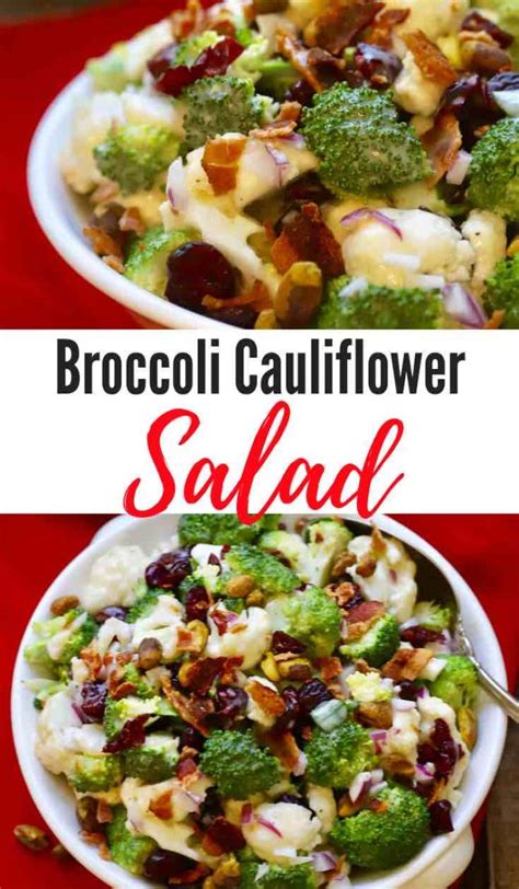 Broccoli-Cauliflower Salad with Cranberries | gritsandpinecones.com