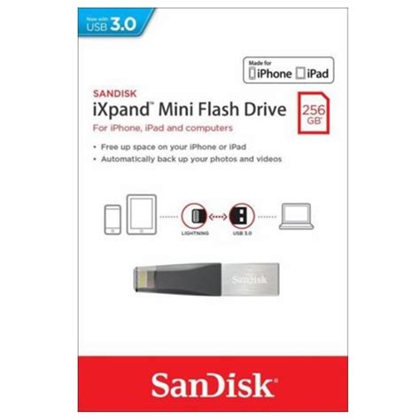 SanDisk iXpand Mini Flash Drive 256GB USB 3.0 Flash Drive Memory Stick For iPhone iPad PC