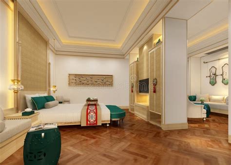 3d Render of Chinese Style Hotel Room Stock Illustration - Illustration of board, blank: 125518339