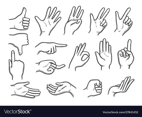 Hands doodles. Expression gestures human hands pointing shaking vector hand drawn style. Human ...