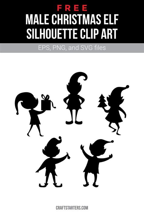 Free Male Christmas Elf Silhouette Clip Art | Silhouette christmas ...