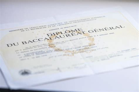 Baccalaureate Certificate in France Stock Image - Image of student ...