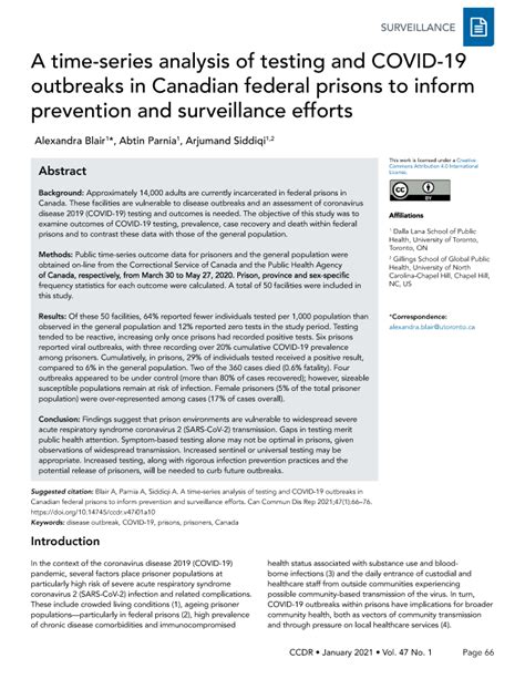 COVID-19 outbreaks in Canadian federal prisons: Analysis of testing to inform prevention and ...