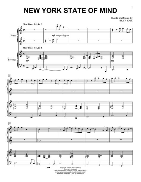 New York State Of Mind sheet music by Billy Joel (Piano Duet – 163406)