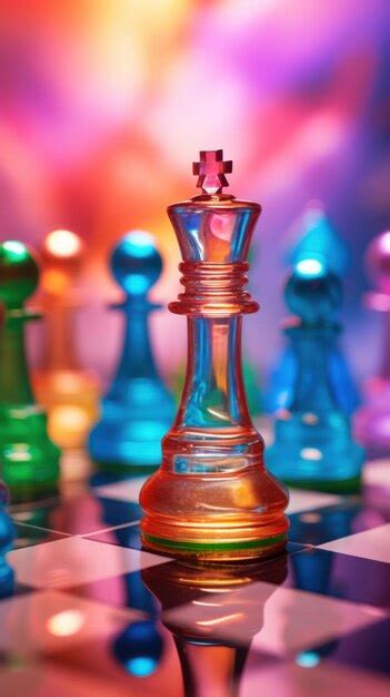 Premium Photo | A colorful chess board with a king on top ai