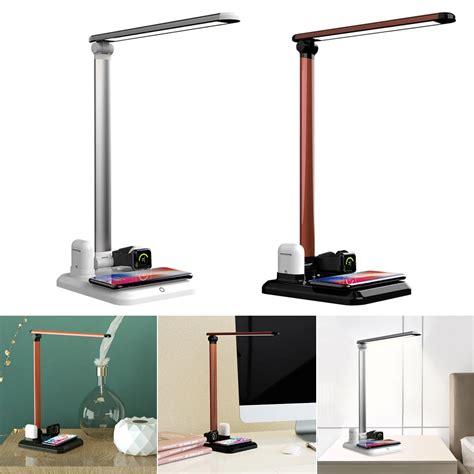 LED Table Desk Lamp 4 in 1 Qi Wireless Charger Multi Function Reading ...