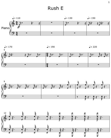 Rush E - Sheet music for Piano