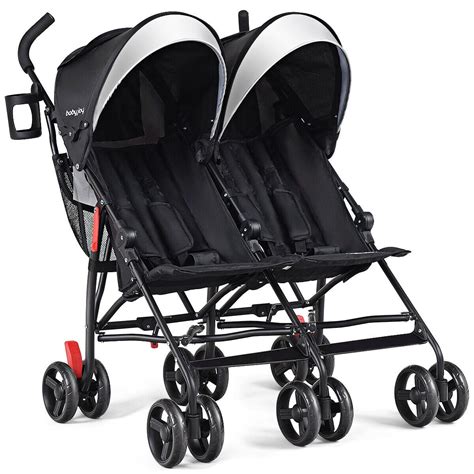 Baby Joy Foldable Twin Baby Double Stroller, Black - Walmart.com ...