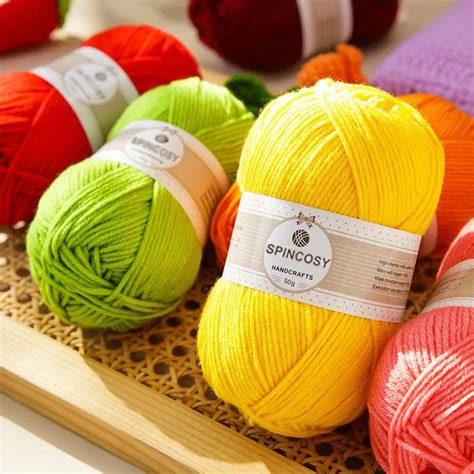 1pc Soft Acrylic Yarn Assorted Colors 4 Ply Acrylic Yarn For Crochet Hand Knitting 140yards 50g ...