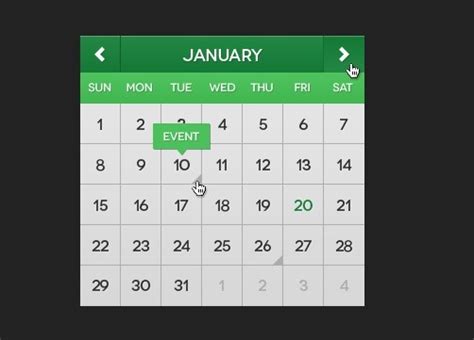 Free Flat Mini Calendar Widget PSD - TitanUI