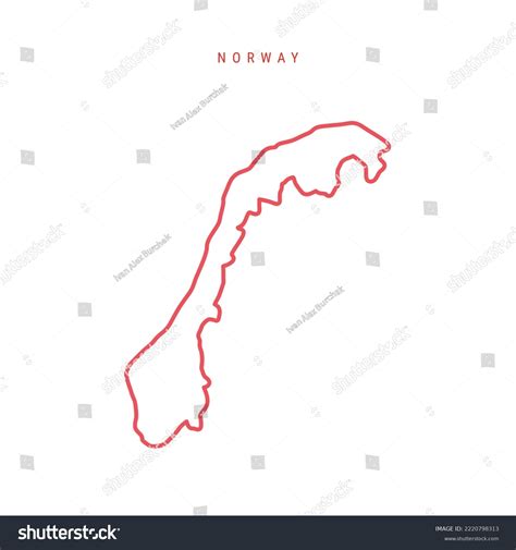 Norway Outline Map Norwegian Red Border Stock Illustration 2220798313 ...