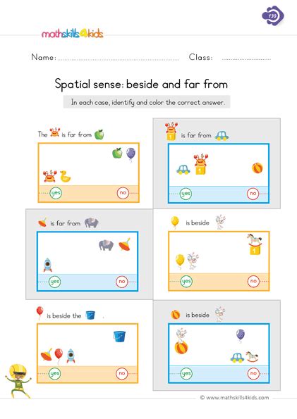 Spatial sense: beside and far from | 1st grade math worksheets, First grade math, 1st grade math