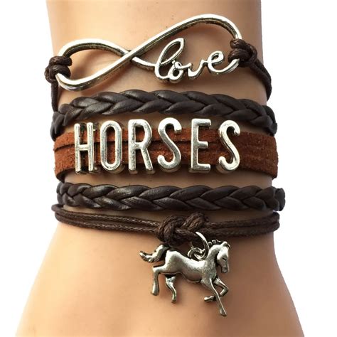 Drop Shipping Infinity Love Horses Bracelet Brown Leather Frienship ...