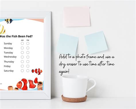 Fish Feeding Schedule Printable Fish Feeding Chart Has the | Etsy