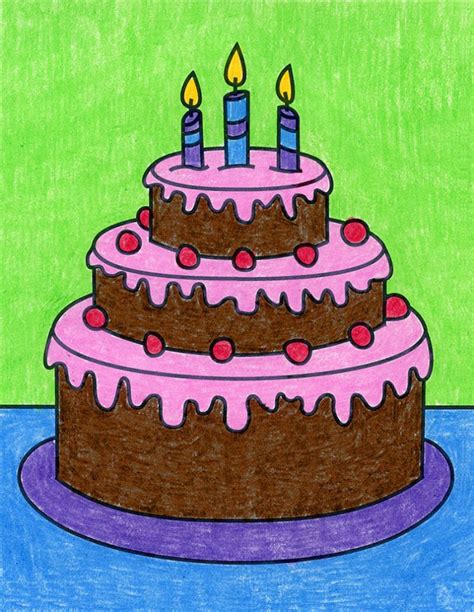 Easy How to Draw a Birthday Cake Tutorial · Art Projects for Kids