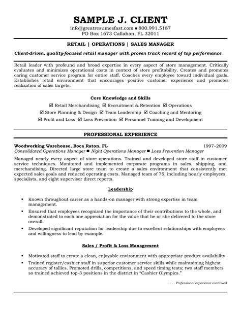 Retail Operations Manager Resume - How to draft a Retail Operations Manager Resume? Download ...
