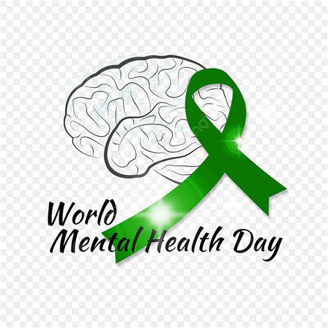 World Mental Health Day PNG Transparent, Green Ribbon World Mental ...