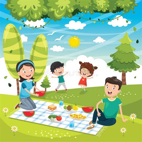 Vector Illustration of Family Picnic Stock Vector - Illustration of party, lunch: 117244336